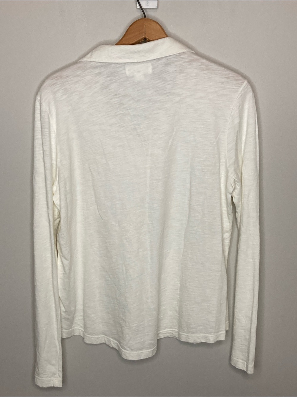 Velvet by Graham & Spencer, White Cotton Long-Sleeve Polo Top, Size Large - Picture 6 of 6